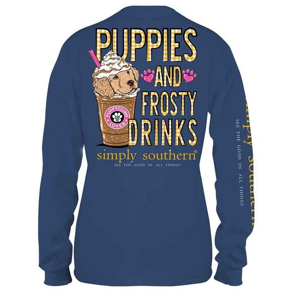 Simply Southern Tops - Simply Southern Puppies & Frosty Drinks Tee NWT Women’s Large Shirt